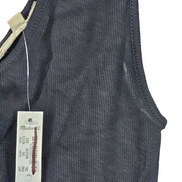 Madewell Brightside Rib One-Shoulder Tank Top Slim Fit True Black Women Size XXS - Picture 8 of 15